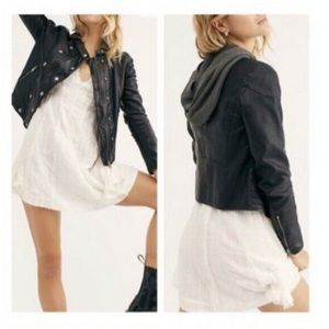 Free people hooded leather jacket